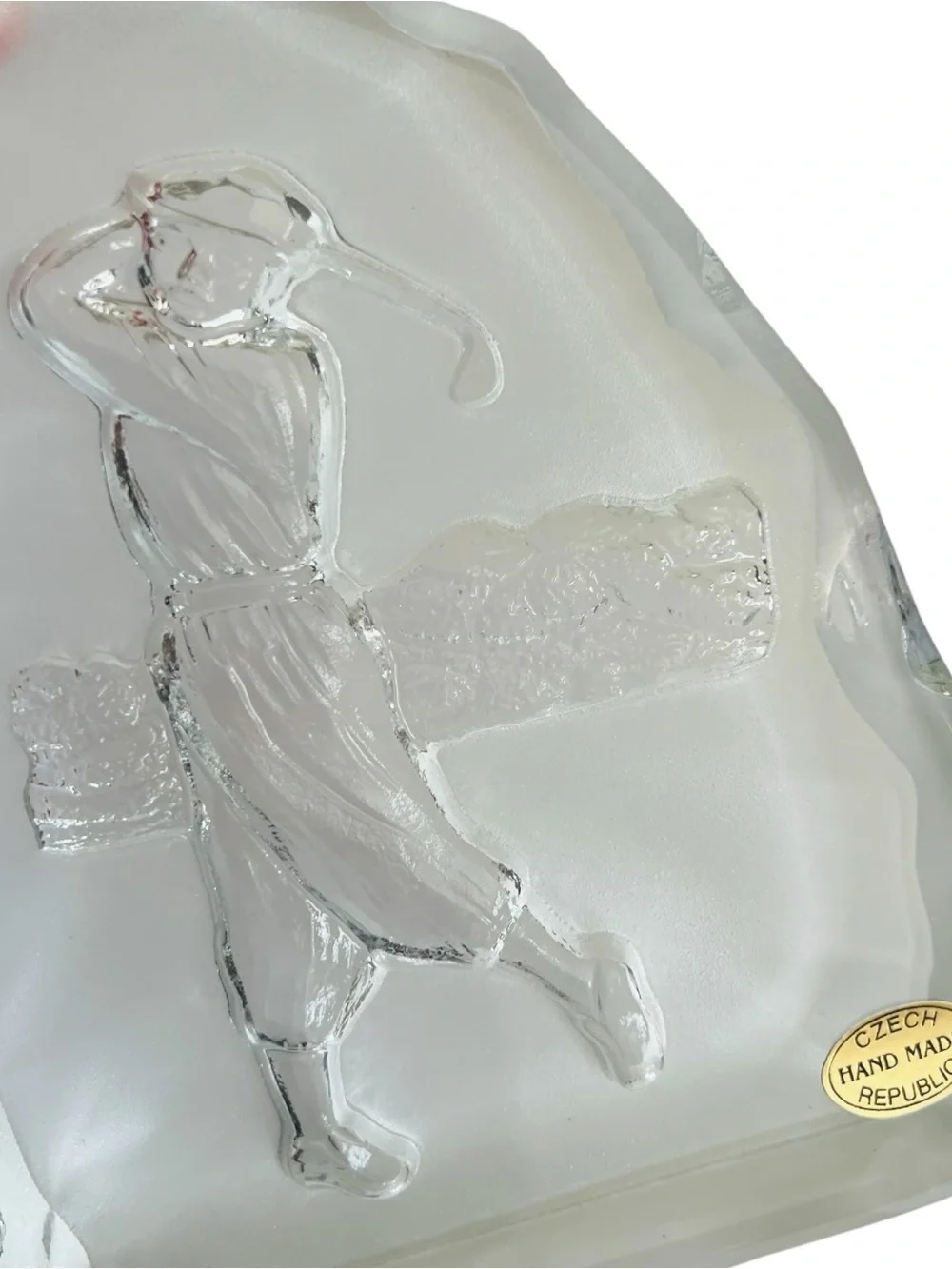 Vintage Hand Made Czech Republic Bohemia Golf Art Glass Paperweight